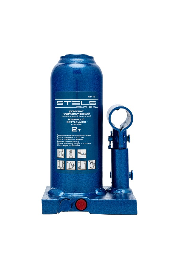 Домкрат гидравлический бутылочный телескопический, 2 т, H подъема 170-380 мм Stels