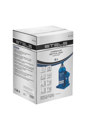 Домкрат гидравлический бутылочный телескопический, 4 т, H подъема 170-420 мм Stels