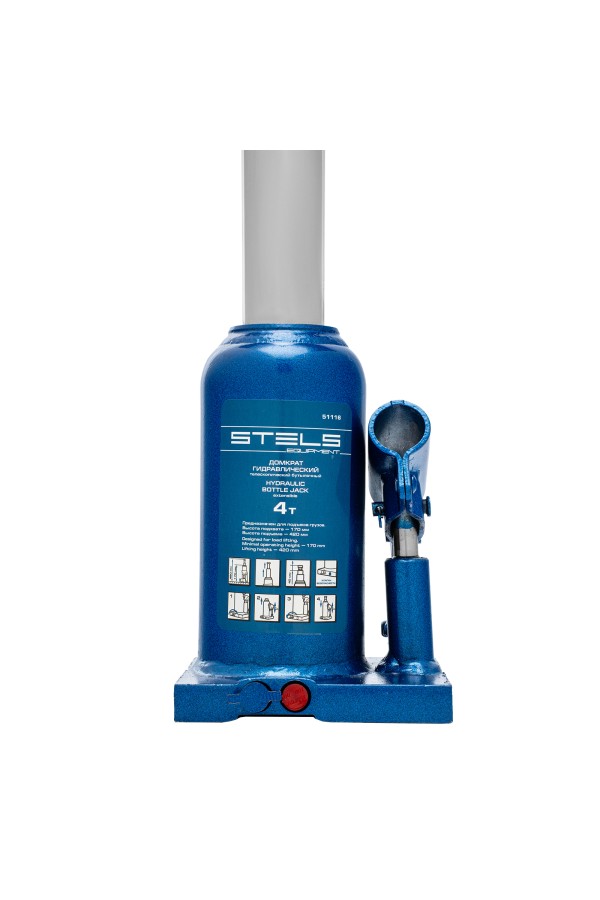 Домкрат гидравлический бутылочный телескопический, 4 т, H подъема 170-420 мм Stels