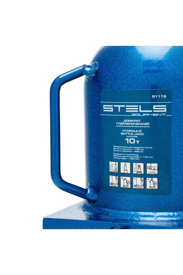 Домкрат гидравлический бутылочный телескопический, 10 т, H подъема 170-430 мм Stels