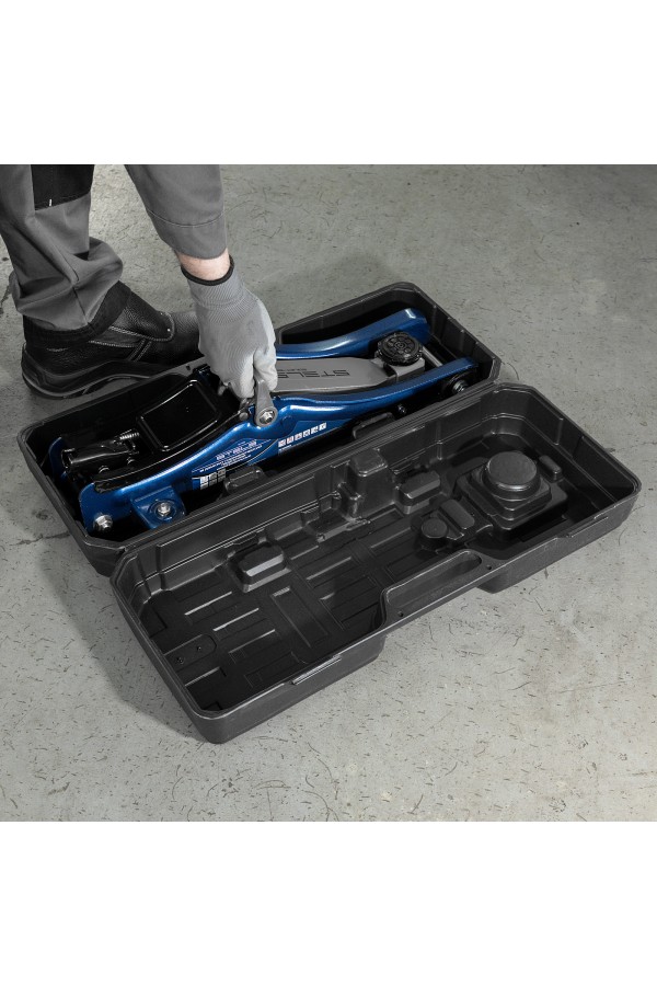 Домкрат гидравлический подкатной в пластиковом кейсе, 2 т, Low Profile, 80-380 мм Stels