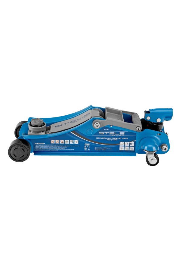 Домкрат гидравлический подкатной, поворотная рукоятка, 2 т, Low Profile, 100-350 мм Stels