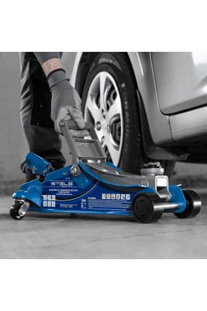 Домкрат гидравлический подкатной, поворотная рукоятка, 2 т, Low Profile, 100-350 мм Stels