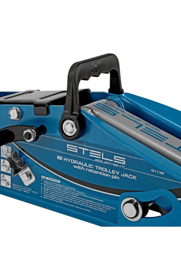 Домкрат гидравлический подкатной с фиксатором, 2.5 т, Safety Pin, 140-385 мм, в кейсе Stels