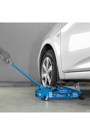 Домкрат гидравлический подкатной с фиксатором, 2.5 т, Safety Pin, 140-385 мм, в кейсе Stels