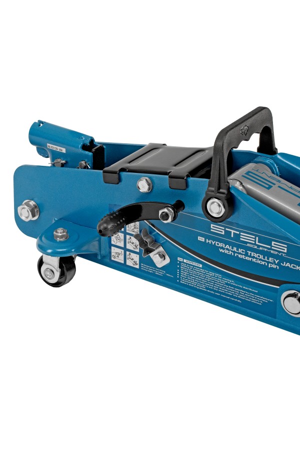 Домкрат гидравлический подкатной с фиксатором, 2.5 т, Safety Pin, 140-385 мм, в кейсе Stels
