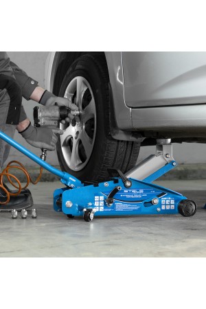 Домкрат гидравлический подкатной с фиксатором, 2.5 т, Safety Pin, 140-385 мм, в кейсе Stels