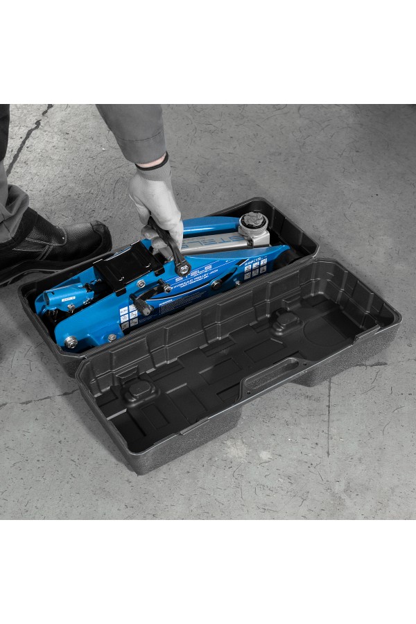 Домкрат гидравлический подкатной с фиксатором, 2.5 т, Safety Pin, 140-385 мм, в кейсе Stels