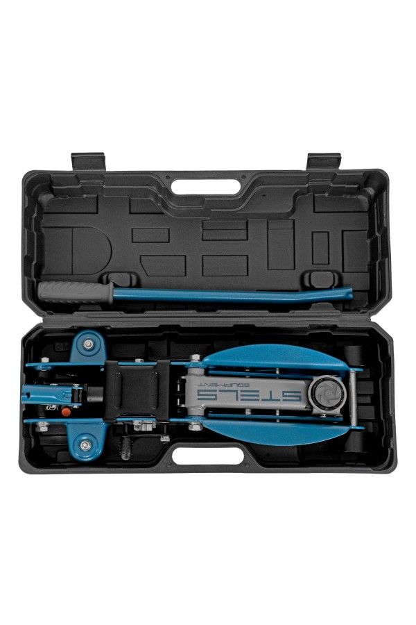 Домкрат гидравлический подкатной с фиксатором, 2.5 т, Safety Pin, 140-385 мм, в кейсе Stels