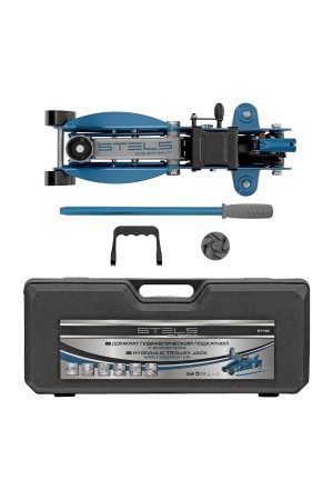 Домкрат гидравлический подкатной с фиксатором, 2.5 т, Safety Pin, 140-385 мм, в кейсе Stels