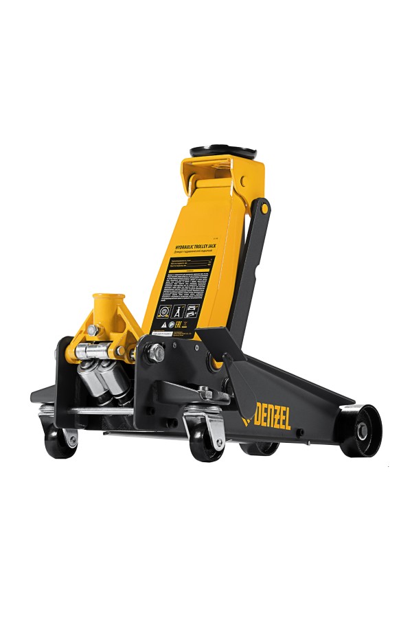 Домкрат гидравлический подкатной 3 т, с фиксатором, быстрый подъем, 135-480 мм, профессиональный Denzel