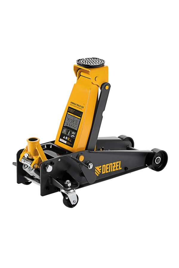 Домкрат гидравлический подкатной 3 т, с фиксатором, быстрый подъем, 135-480 мм, профессиональный Denzel
