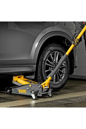 Домкрат гидравлический подкатной 3 т, с фиксатором, быстрый подъем, 135-480 мм, профессиональный Denzel