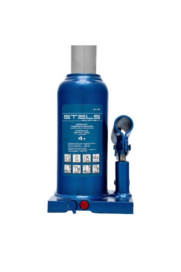 Домкрат гидравлический бутылочный телескопический, 4 т, h подъема 190-480 мм Stels