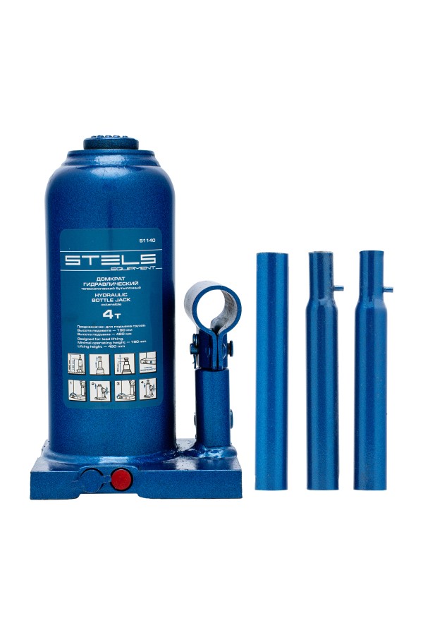 Домкрат гидравлический бутылочный телескопический, 4 т, h подъема 190-480 мм Stels