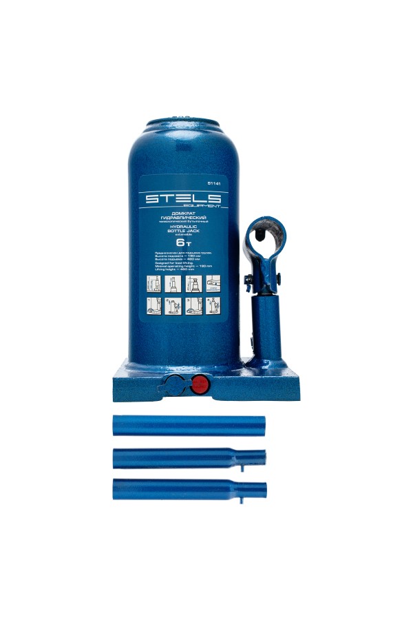 Домкрат гидравлический бутылочный телескопический, 6 т, h подъема 190-480 мм Stels