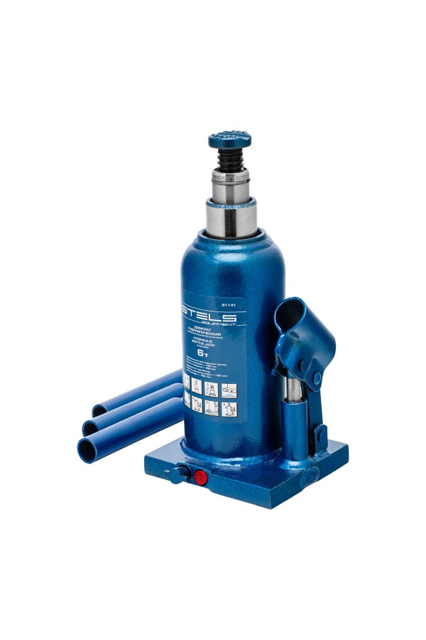 Домкрат гидравлический бутылочный телескопический, 6 т, h подъема 190-480 мм Stels
