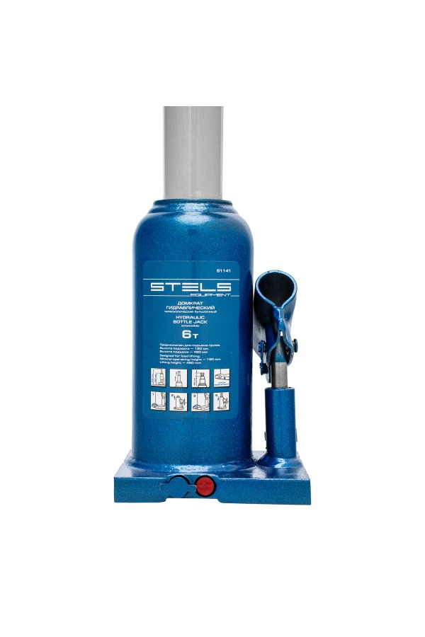 Домкрат гидравлический бутылочный телескопический, 6 т, h подъема 190-480 мм Stels