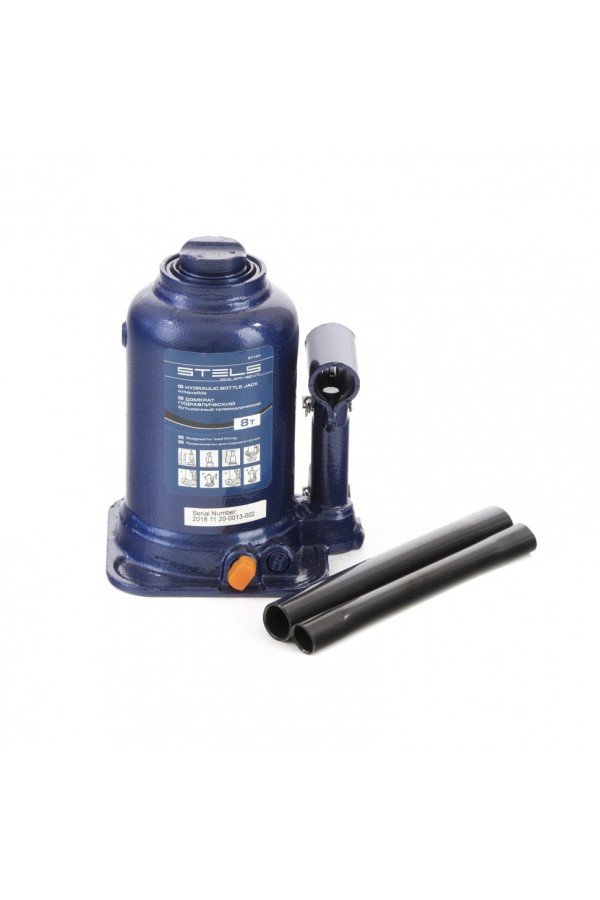 Домкрат гидравлический бутылочный телескопический, 8 т, подъем 170-430 мм Stels