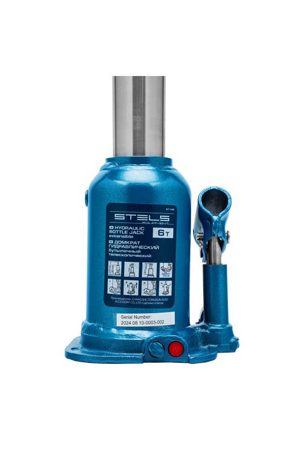 Домкрат гидравлический бутылочный телескопический, 6 т, подъем 180-410 мм Stels