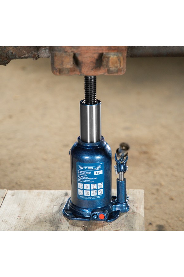Домкрат гидравлический бутылочный телескопический, 8 т, подъем 180-410 мм Stels