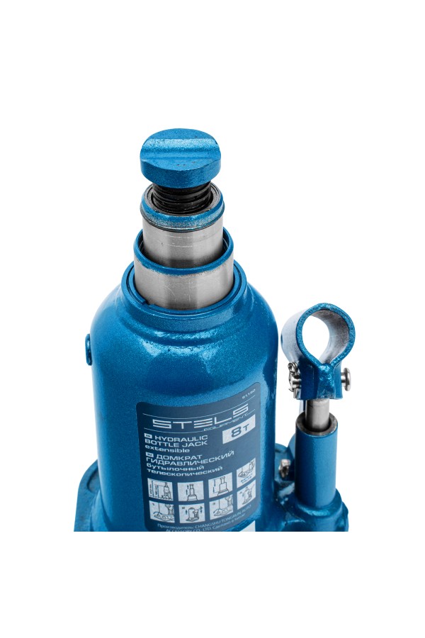 Домкрат гидравлический бутылочный телескопический, 8 т, подъем 180-410 мм Stels