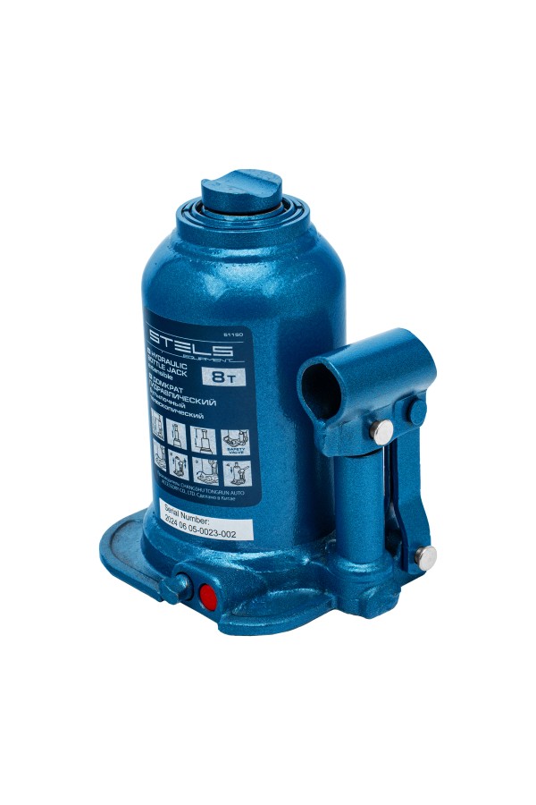 Домкрат гидравлический бутылочный телескопический, 8 т, подъем 180-410 мм Stels