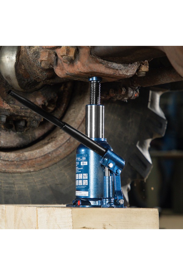 Домкрат гидравлический бутылочный телескопический, 8 т, подъем 180-410 мм Stels