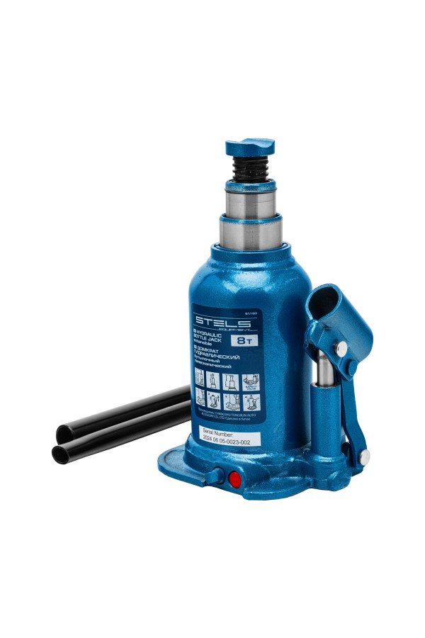 Домкрат гидравлический бутылочный телескопический, 8 т, подъем 180-410 мм Stels