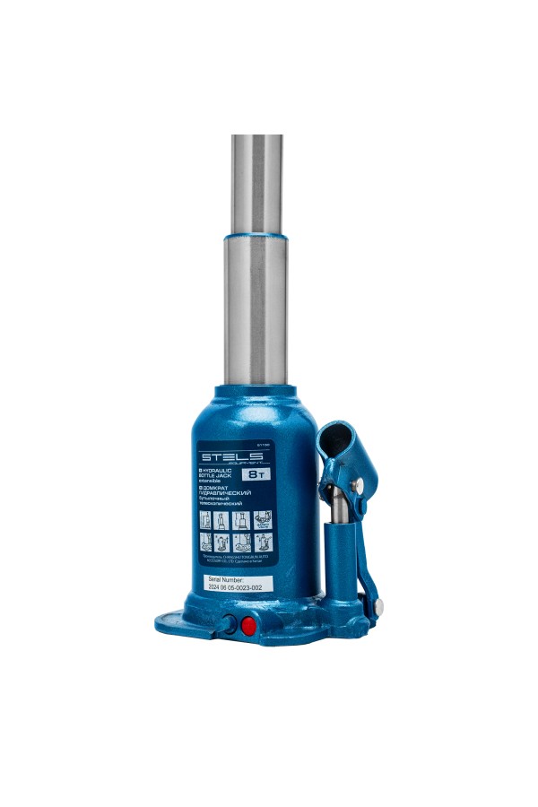 Домкрат гидравлический бутылочный телескопический, 8 т, подъем 180-410 мм Stels