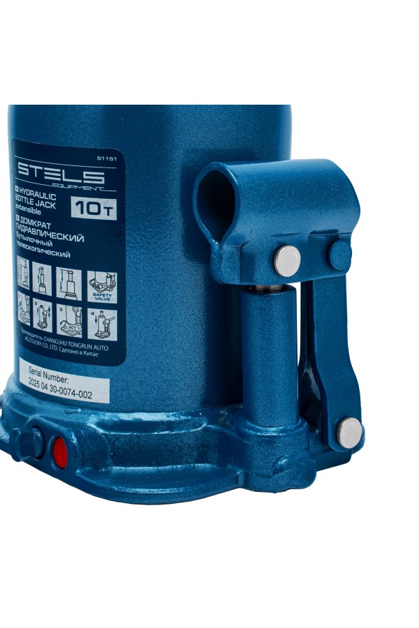 Домкрат гидравлический бутылочный телескопический, 10 т, подъем 180-430 мм Stels