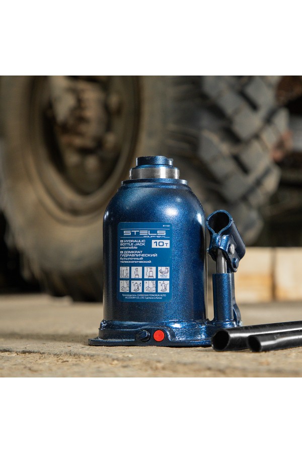 Домкрат гидравлический бутылочный телескопический, 10 т, подъем 180-430 мм Stels
