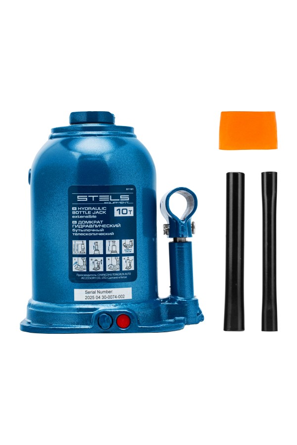 Домкрат гидравлический бутылочный телескопический, 10 т, подъем 180-430 мм Stels