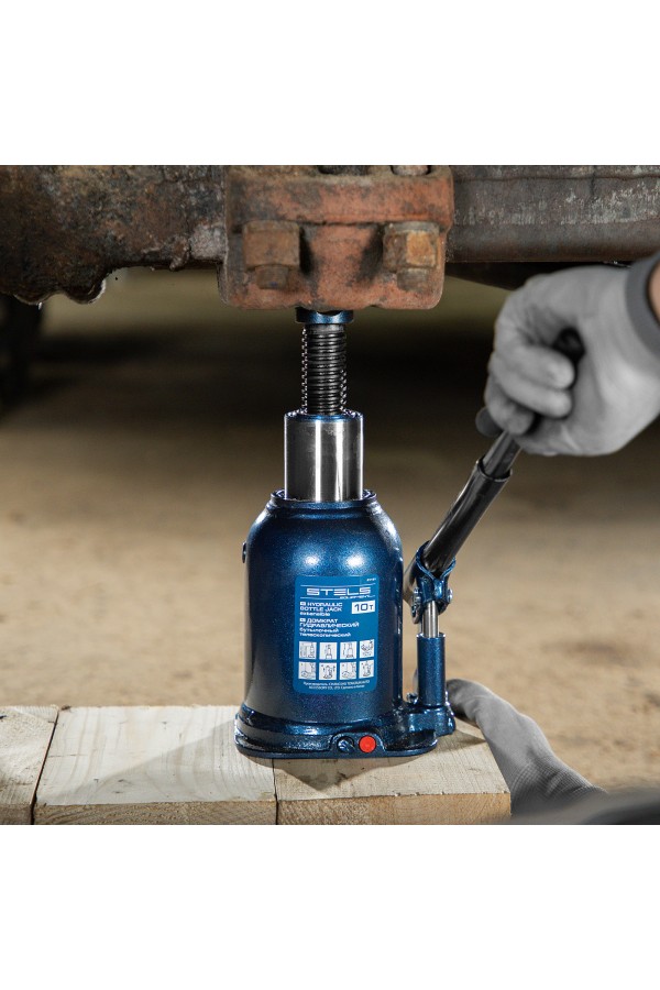 Домкрат гидравлический бутылочный телескопический, 10 т, подъем 180-430 мм Stels