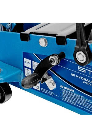 Домкрат гидравлический подкатной 2.5 т, с фиксатором, Safety Pin, 140-385 мм Stels