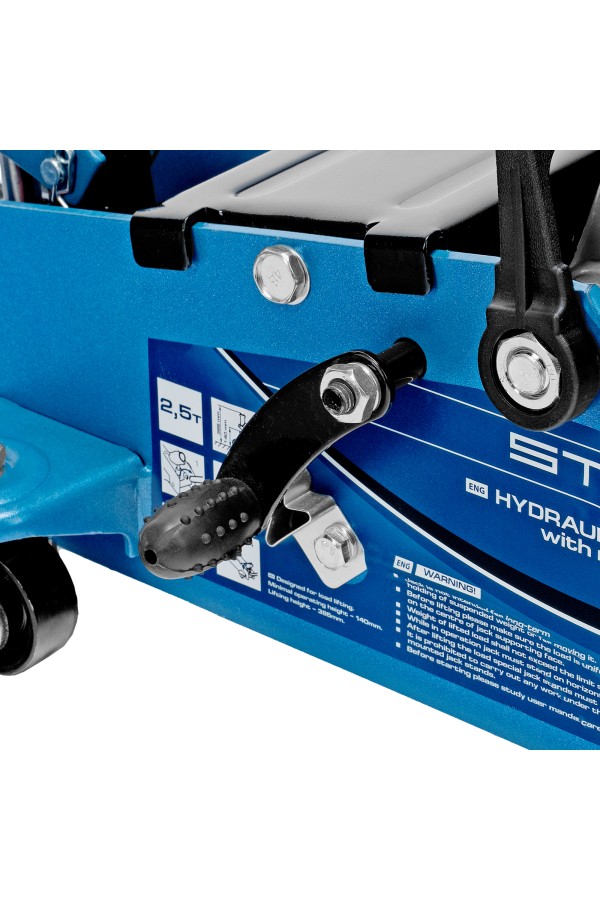 Домкрат гидравлический подкатной 2.5 т, с фиксатором, Safety Pin, 140-385 мм Stels