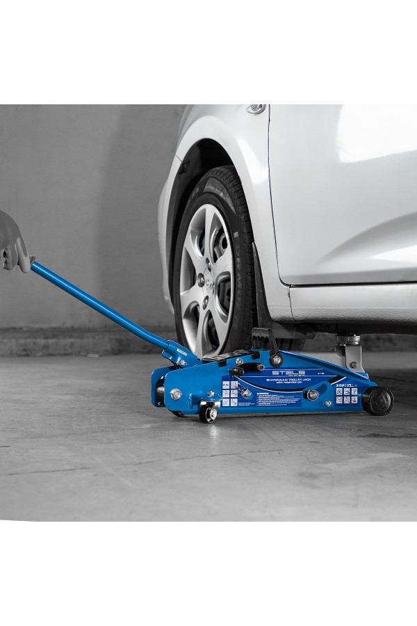Домкрат гидравлический подкатной 2.5 т, с фиксатором, Safety Pin, 140-385 мм Stels