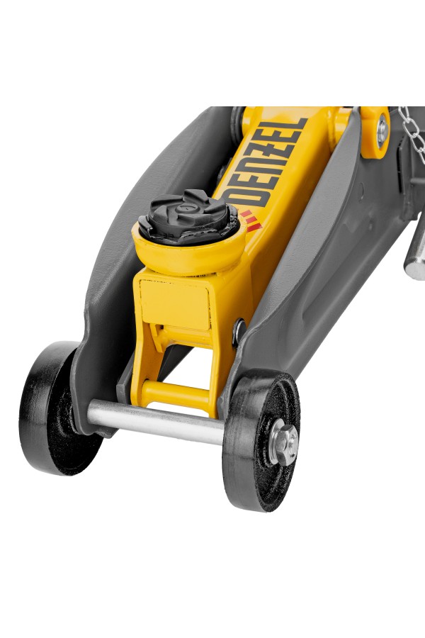 Домкрат гидравлический подкатной с фиксатором, 2 т, 130-330 мм Denzel