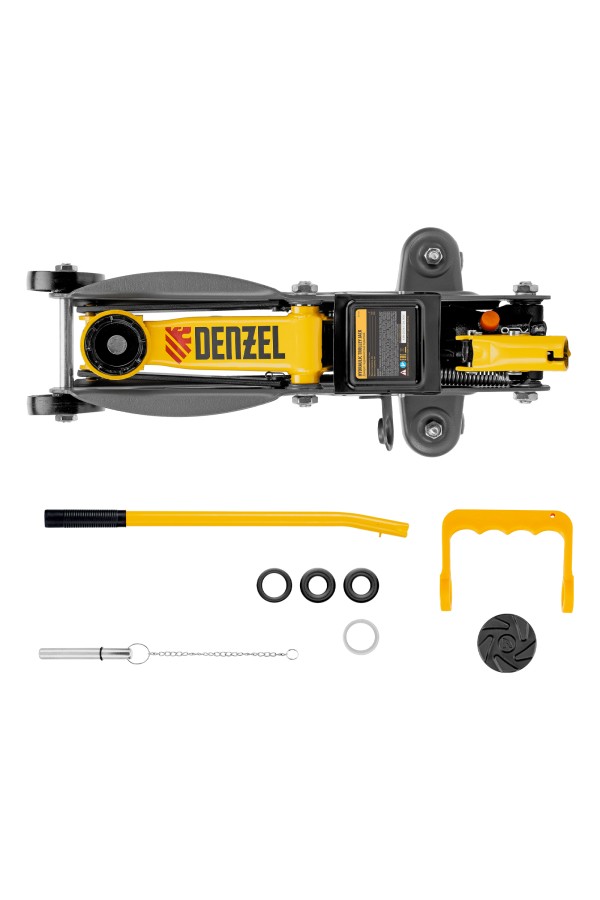 Домкрат гидравлический подкатной с фиксатором, 2 т, 130-330 мм Denzel