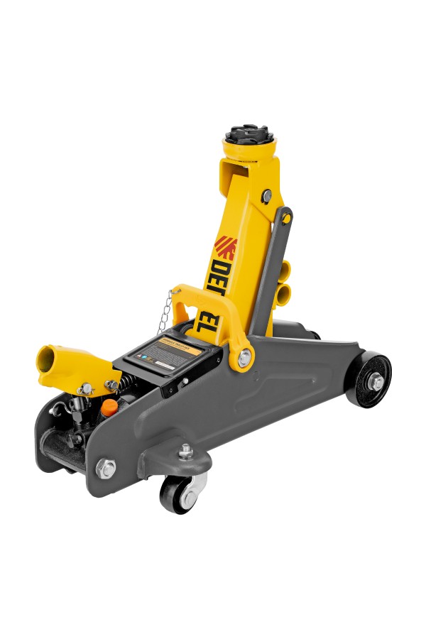 Домкрат гидравлический подкатной с фиксатором, 2 т, 130-330 мм Denzel