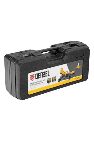 Домкрат гидравлический подкатной с фиксатором, 2 т, 130-330 мм, в кейсе Denzel