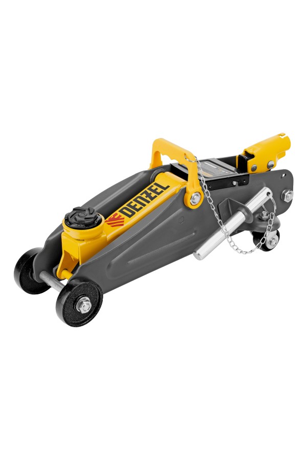 Домкрат гидравлический подкатной с фиксатором, 2 т, 130-330 мм, в кейсе Denzel