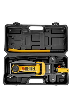 Домкрат гидравлический подкатной с фиксатором, 2 т, 130-330 мм, в кейсе Denzel