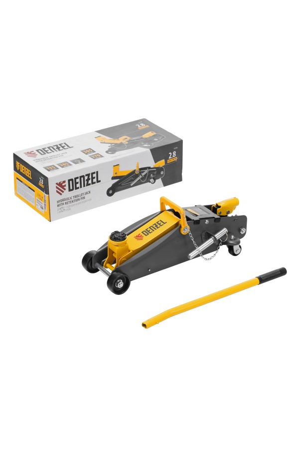 Домкрат гидравлический подкатной с фиксатором, 2,8 т, 135-385 мм Denzel