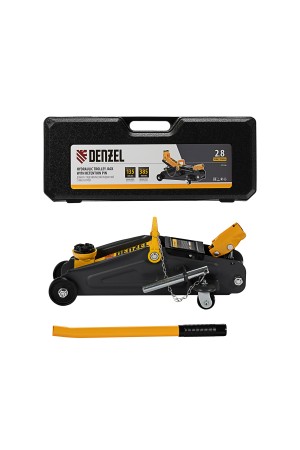 Домкрат гидравлический подкатной с фиксатором, 2,8 т, 135-385 мм, в кейсе Denzel