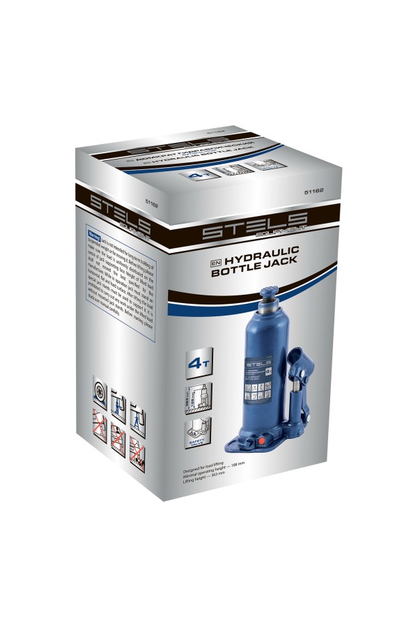 Домкрат гидравлический бутылочный, 4 т, h подъема 188-363 мм Stels