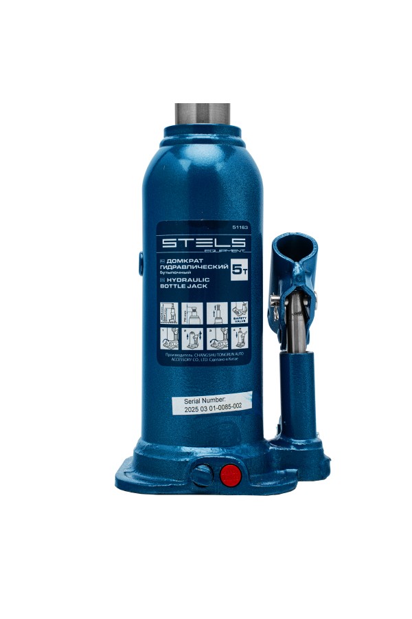 Домкрат гидравлический бутылочный, 5 т, h подъема 207-404 мм Stels