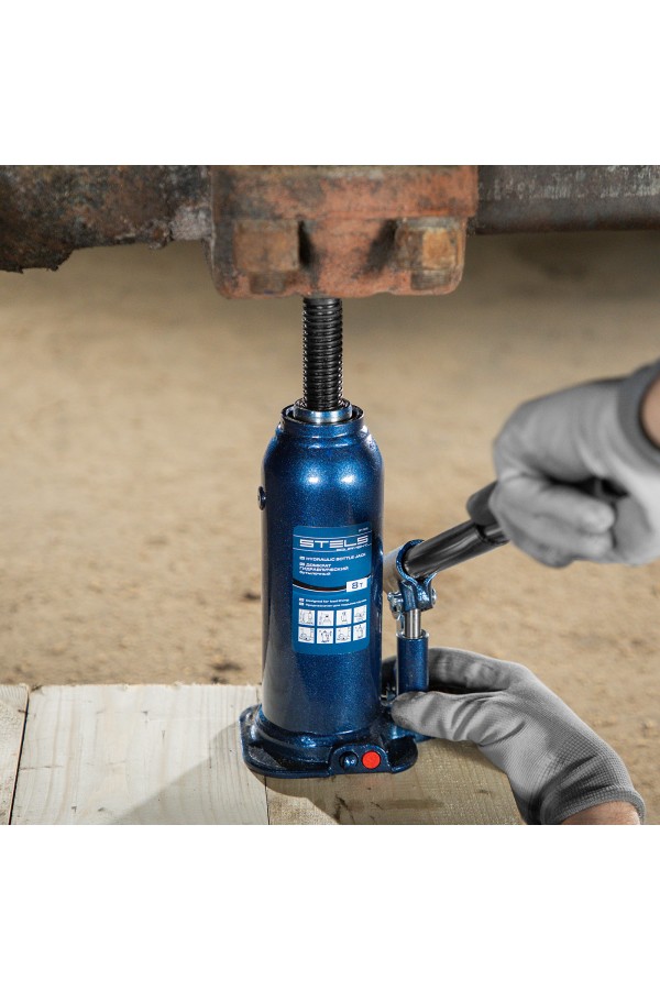 Домкрат гидравлический бутылочный, 8 т, h подъема 222-447 мм Stels