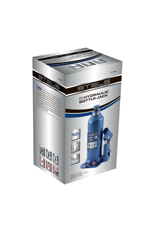 Домкрат гидравлический бутылочный, 10 т, h подъема 222-447 мм Stels