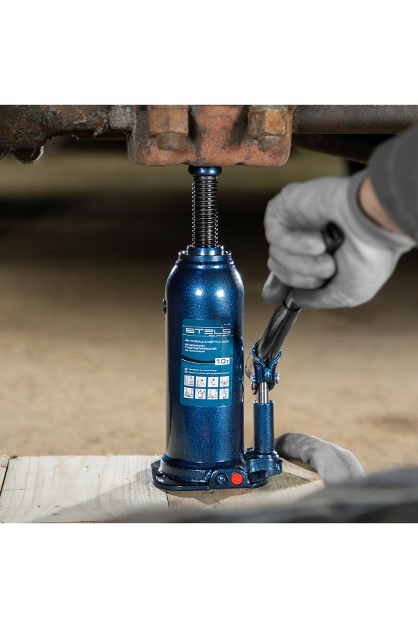 Домкрат гидравлический бутылочный, 10 т, h подъема 222-447 мм Stels